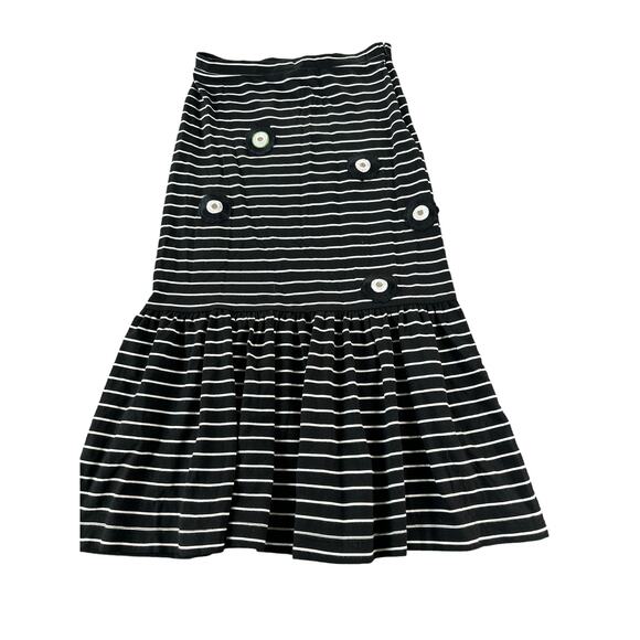 Cynthia Rowley Black White Striped Embroidered Midi Skirt Women's Size XS - Picture 1 of 7